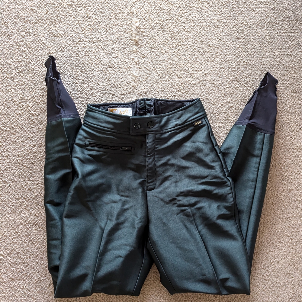 Skea Green Wool Blend Stirrup Pants Size 8 Large Ski Snow Cold Weather Winter